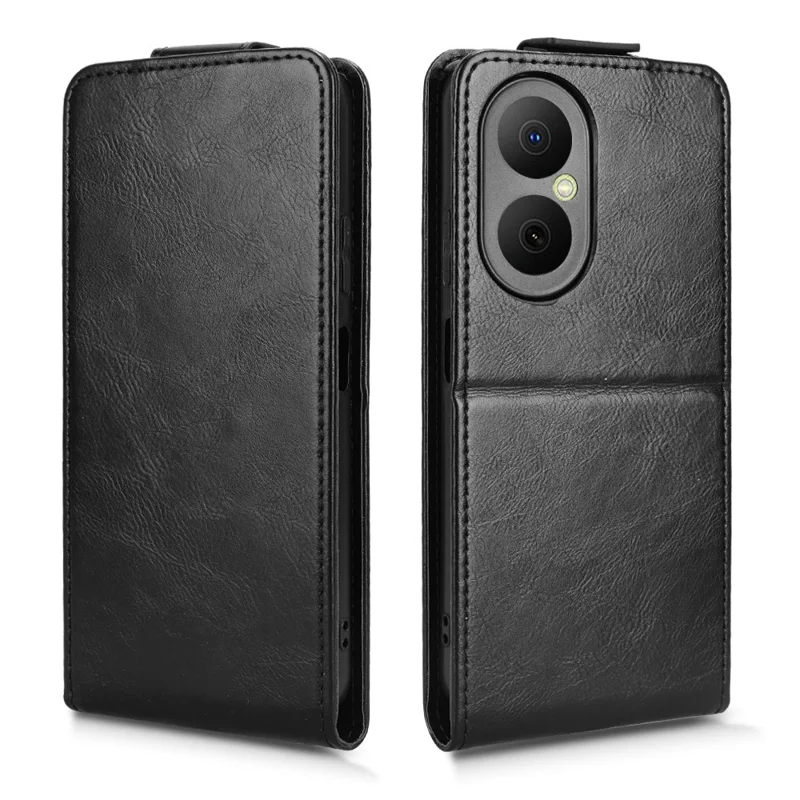 Für Huawei Nova Y73 4G / Enjoy 80 Ständer Magnetverschluss Vertikale Klapphülle Ledertasche mit Kartenfach - Schwarz