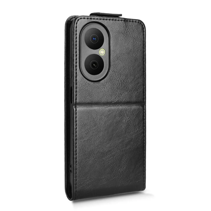 Für Huawei Nova Y73 4G / Enjoy 80 Ständer Magnetverschluss Vertikale Klapphülle Ledertasche mit Kartenfach - Schwarz
