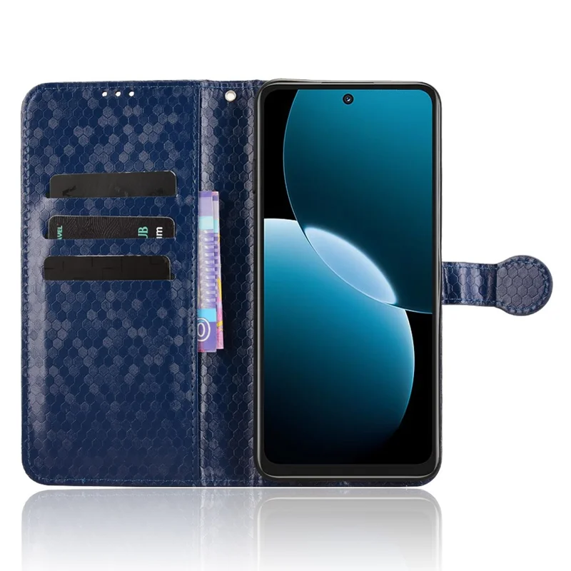 Чехол-кошелек для Huawei Nova Y73 4G / Enjoy 80 с узором в точку, из искусственной кожи, с ремешком на запястье - темно-синий