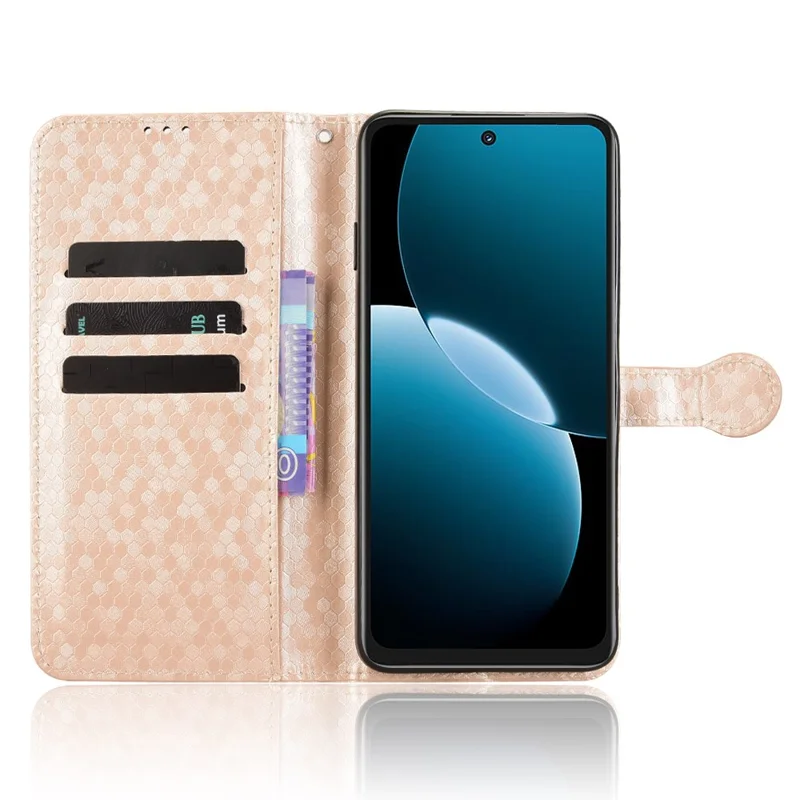 For Huawei Nova Y73 4G  /  Enjoy 80 Wallet Case Dot Pattern Imprint PU Leather Phone Cover with Wrist Strap - Rose Gold
