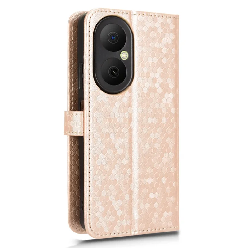 For Huawei Nova Y73 4G  /  Enjoy 80 Wallet Case Dot Pattern Imprint PU Leather Phone Cover with Wrist Strap - Rose Gold