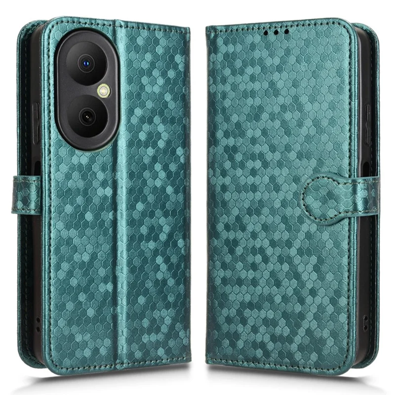 For Huawei Nova Y73 4G  /  Enjoy 80 Wallet Case Dot Pattern Imprint PU Leather Phone Cover with Wrist Strap - Green