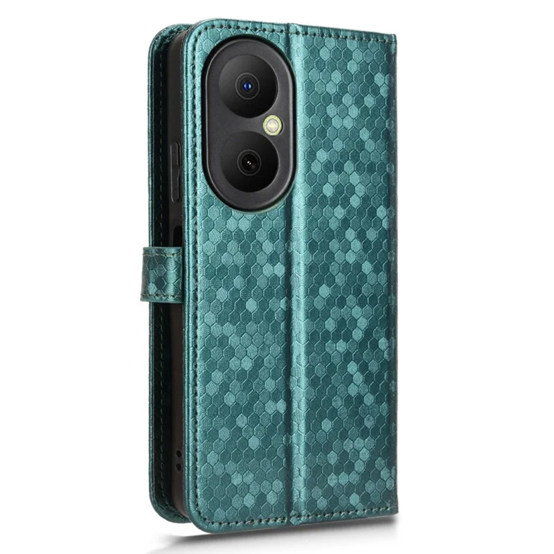 For Huawei Nova Y73 4G  /  Enjoy 80 Wallet Case Dot Pattern Imprint PU Leather Phone Cover with Wrist Strap - Green