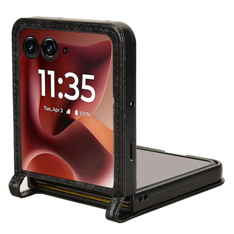 Funda para Motorola Razr 60 Ultra 5G con Ranura para Tarjeta, Patrón de Puntos, Carcasa de PC + Cuero PU - Negro