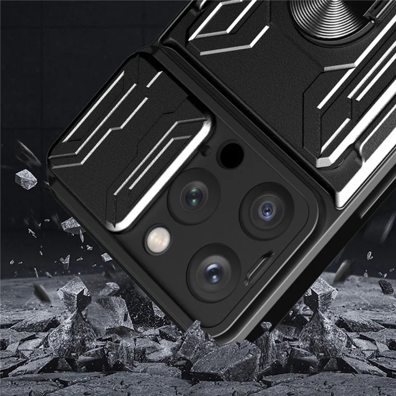Bulk Purchasing For iPhone 16 Pro Case PC + TPU Kickstand Phone Back Cover with Camera Slider - Black