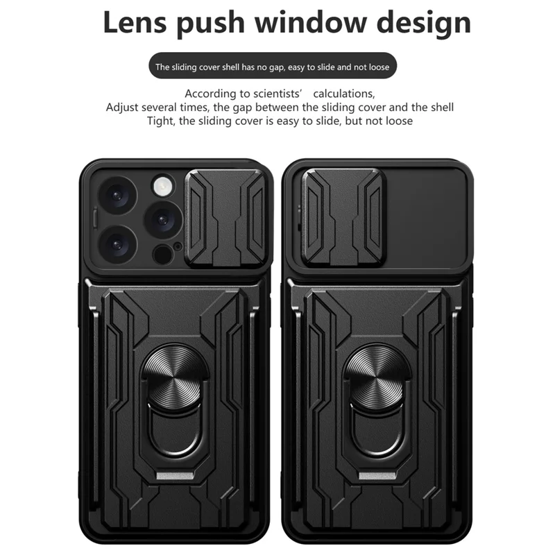 Bulk Purchasing For iPhone 16 Pro Max Case PC + TPU Kickstand Phone Back Cover with Camera Slider - Black