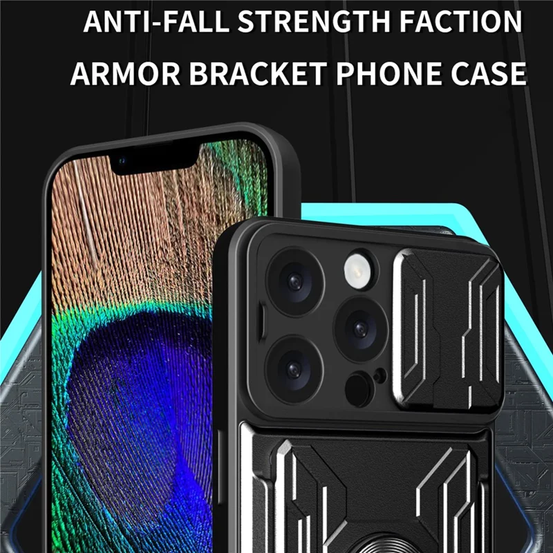 Bulk Purchasing For iPhone 16 Pro Max Case PC + TPU Kickstand Phone Back Cover with Camera Slider - Black