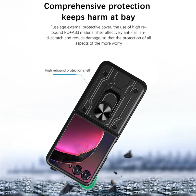 Оптовая закупка чехла для Motorola Razr 50 5G с подставкой, ПК + TPU - Титановый серый