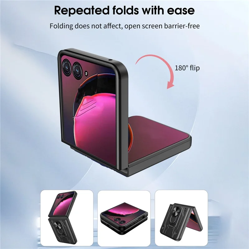 Оптовая закупка чехла для Motorola Razr 50 5G с подставкой, ПК + TPU - Титановый серый