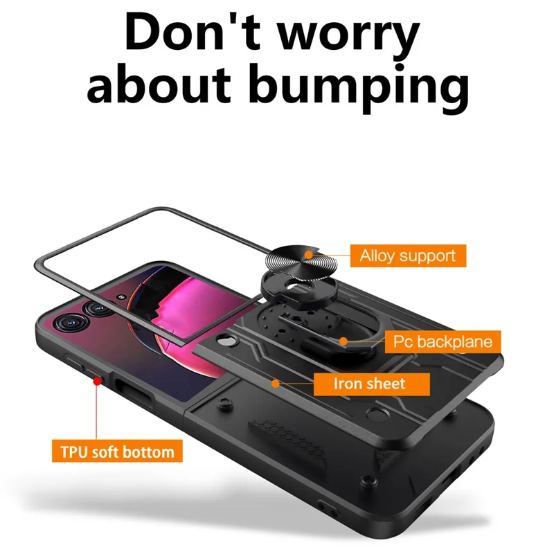 Acquisto all'ingrosso per Cover Motorola Razr 50 Ultra 5G - Custodia per Telefono PC + TPU con Supporto - Grigio Titanio
