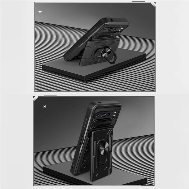 Bulk Purchasing For Google Pixel 9 Pro XL Case PC + TPU Kickstand Phone Back Cover with Camera Slider - Rose Gold