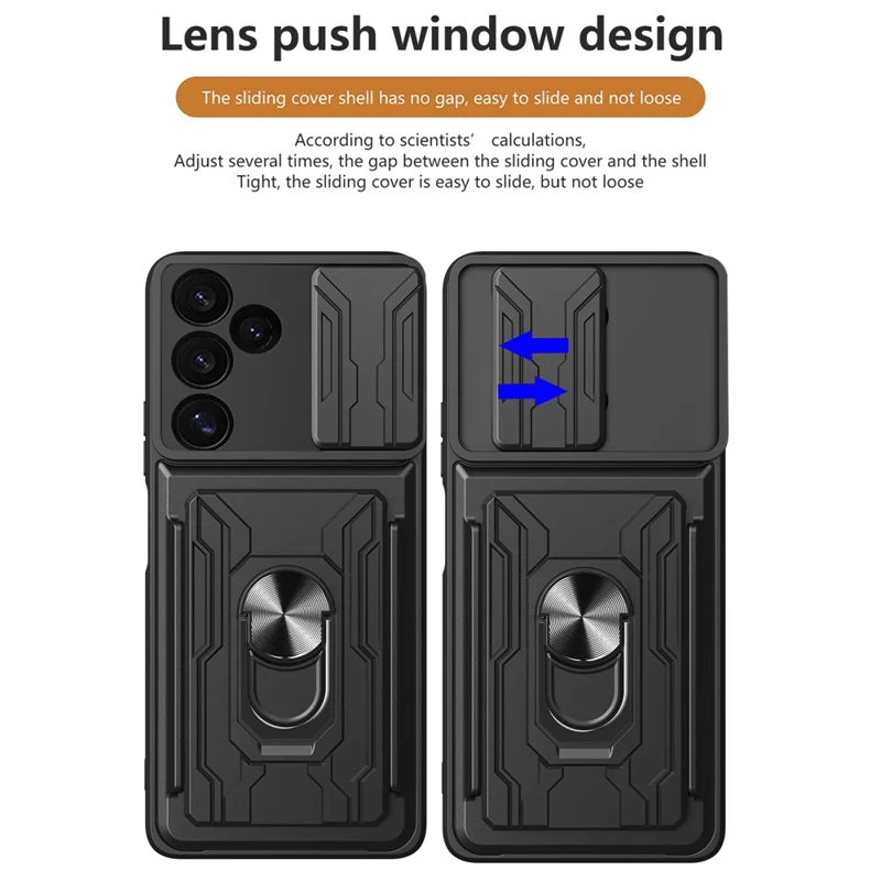 Bulk Purchasing For Samsung Galaxy S24 FE Case PC + TPU Kickstand Phone Back Cover with Camera Slider - Black