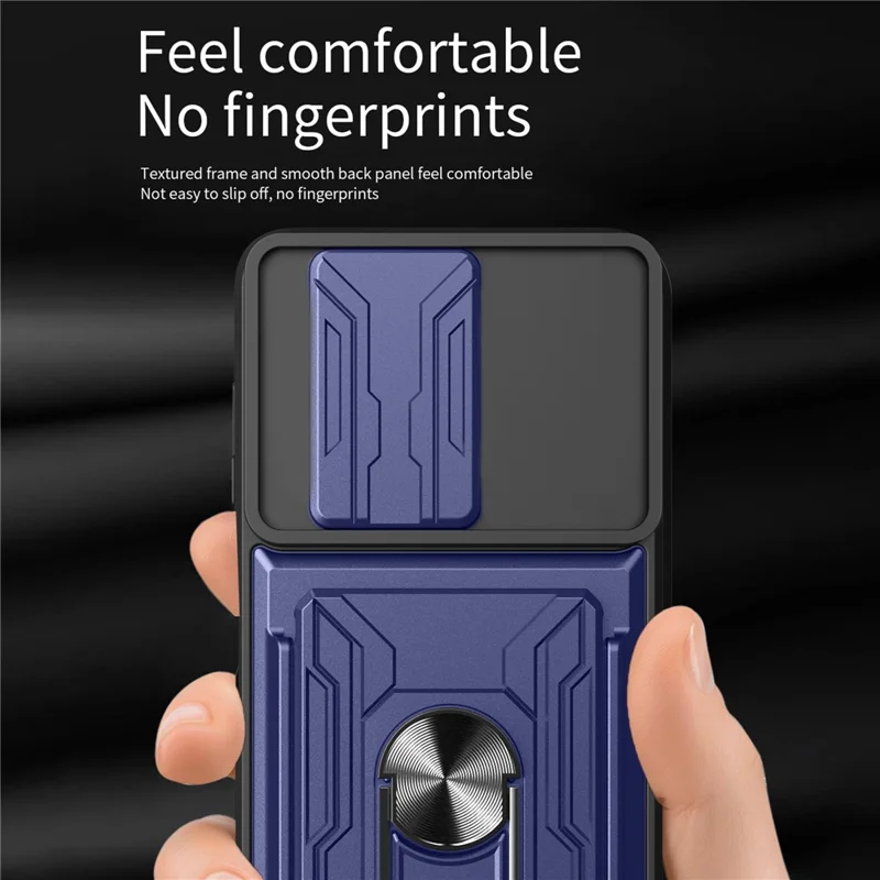 Bulk Purchasing For Samsung Galaxy S24 FE Case PC + TPU Kickstand Phone Back Cover with Camera Slider - Titanium Grey