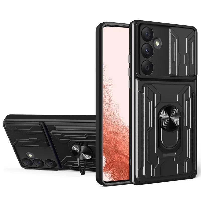 Bulk Purchasing For Samsung Galaxy A35 5G Case PC + TPU Kickstand Phone Back Cover with Camera Slider - Black
