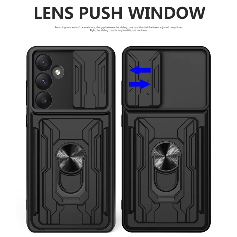 Bulk Purchasing For Samsung Galaxy A35 5G Case PC + TPU Kickstand Phone Back Cover with Camera Slider - Black