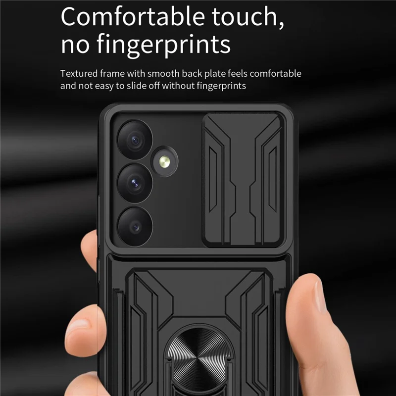 Bulk Purchasing For Samsung Galaxy A35 5G Case PC + TPU Kickstand Phone Back Cover with Camera Slider - Black