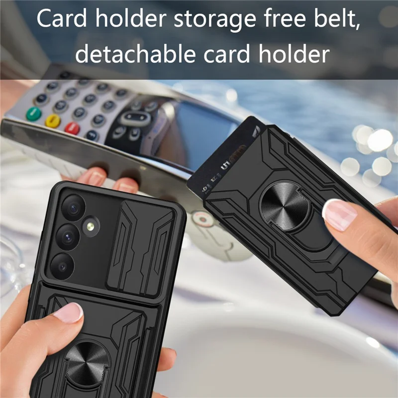 Bulk Purchasing For Samsung Galaxy A35 5G Case PC + TPU Kickstand Phone Back Cover with Camera Slider - Black