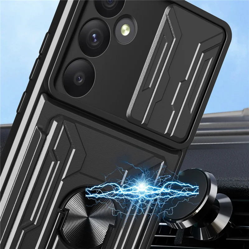 Bulk Purchasing For Samsung Galaxy A35 5G Case PC + TPU Kickstand Phone Back Cover with Camera Slider - Black
