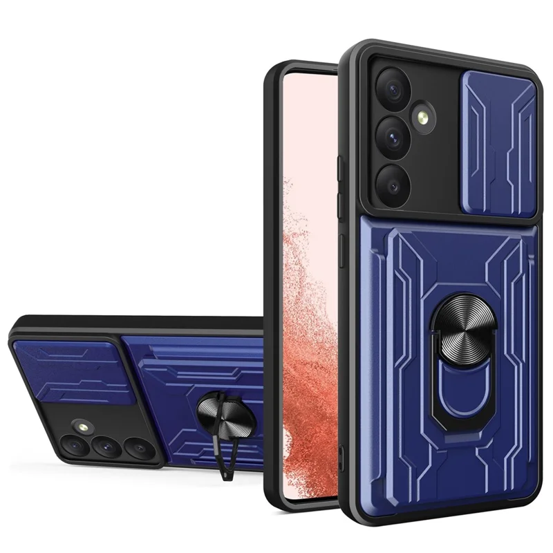 Bulk Purchasing For Samsung Galaxy A35 5G Case PC + TPU Kickstand Phone Back Cover with Camera Slider - Sapphire