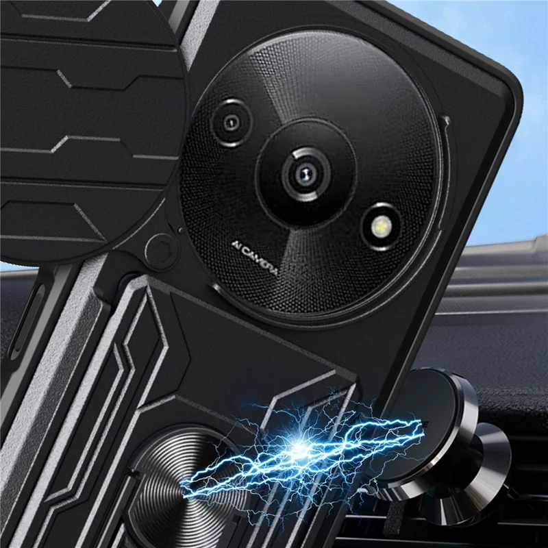 Acquisto all'ingrosso per Cover Xiaomi Redmi A3 4G Case PC + TPU con Supporto e Scorrevole Fotocamera - Nero