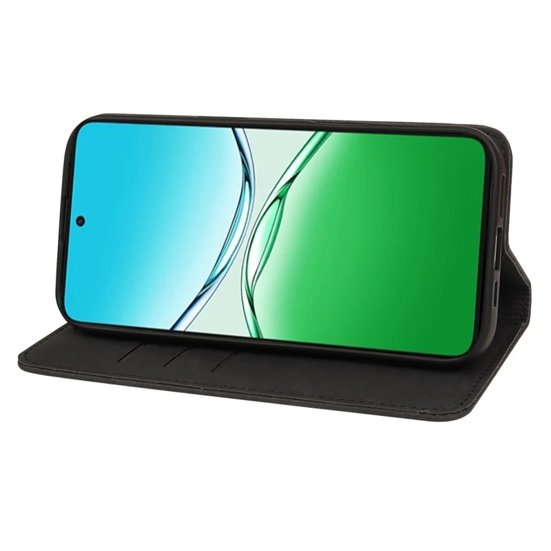 Para Oppo Reno13 F 4G / 5G Capa Carteira de Couro com Textura Listrada e Forte Magnetismo - Preto