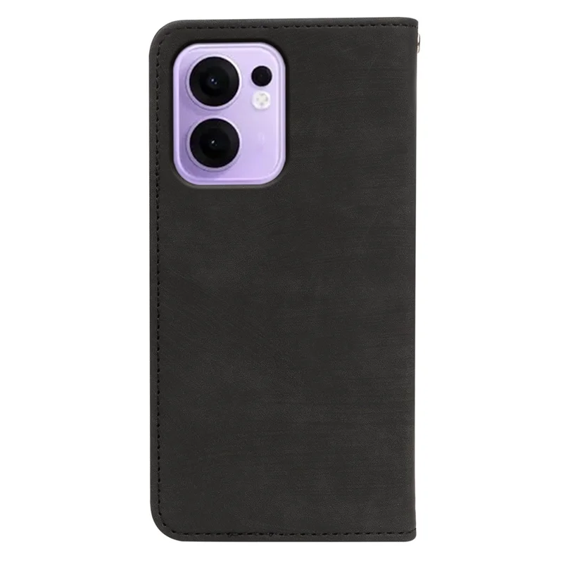 Para Oppo Reno13 F 4G / 5G Capa Carteira de Couro com Textura Listrada e Forte Magnetismo - Preto