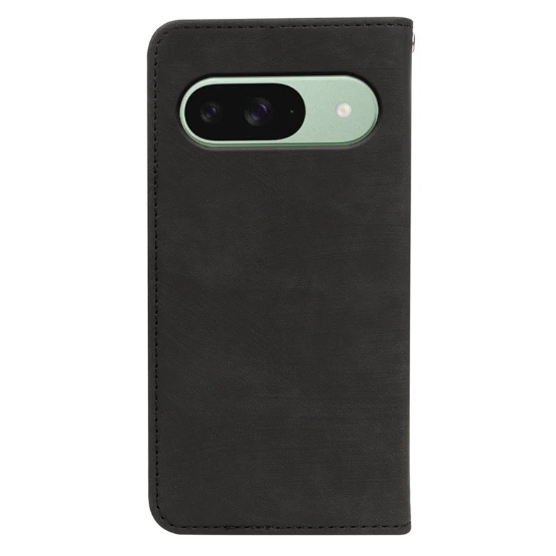 Capa para Google Pixel 9a Forte Carteira Magnética de Couro com Textura Listrada - Preta