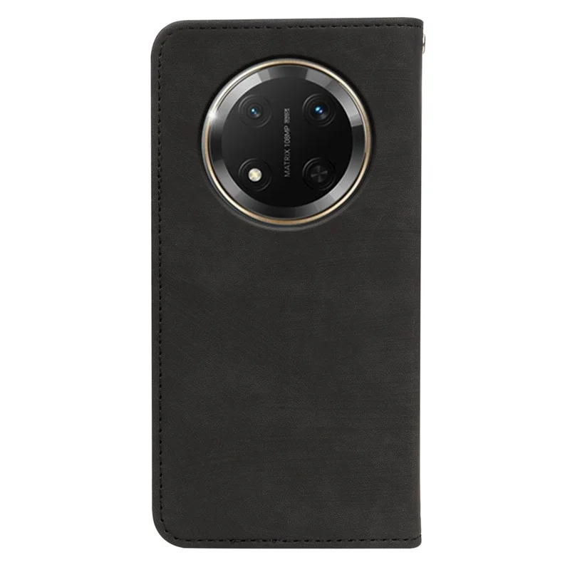 For Honor X60 Pro 5G / X9c 5G / Magic7 Lite 5G Case Strong Magnetic Leather Wallet Phone Cover with Striped Texture - Black