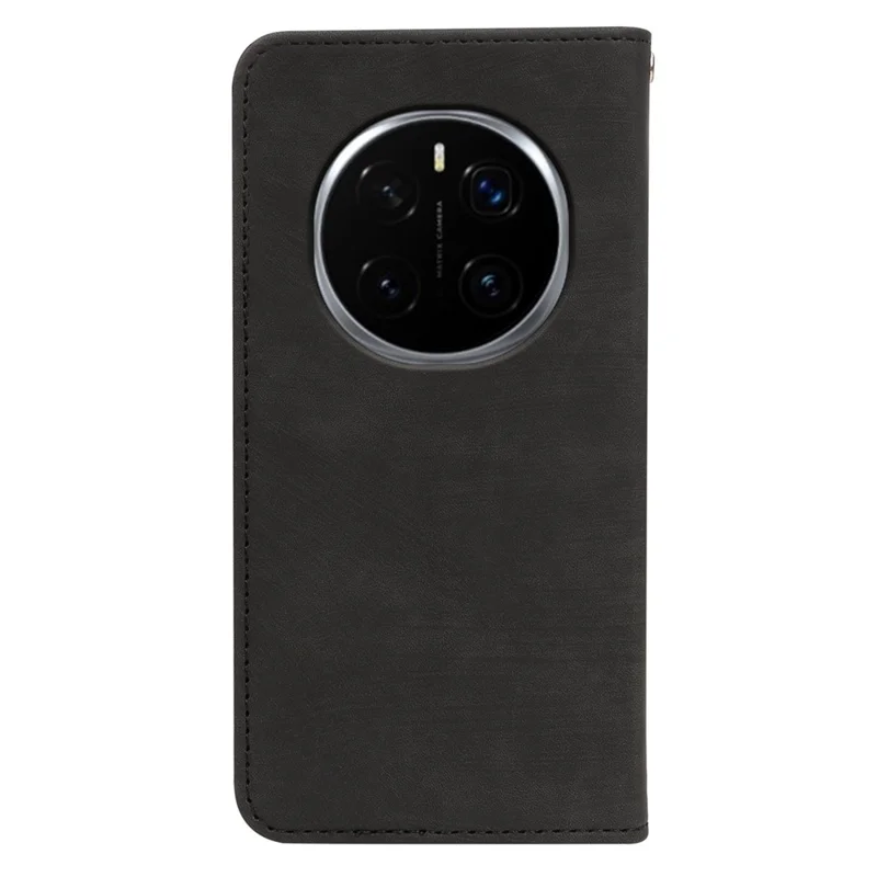For Honor Magic7 Pro 5G Case Strong Magnetic Leather Wallet Phone Cover with Striped Texture - Black