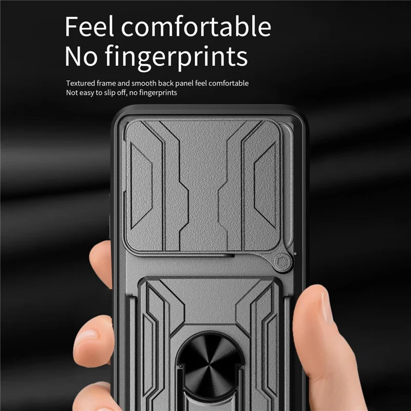 Bulk Purchasing For TECNO Pova 6 Pro 5G  /  Pova 6 4G Case PC + TPU Kickstand Phone Back Cover with Camera Slider - Titanium Grey