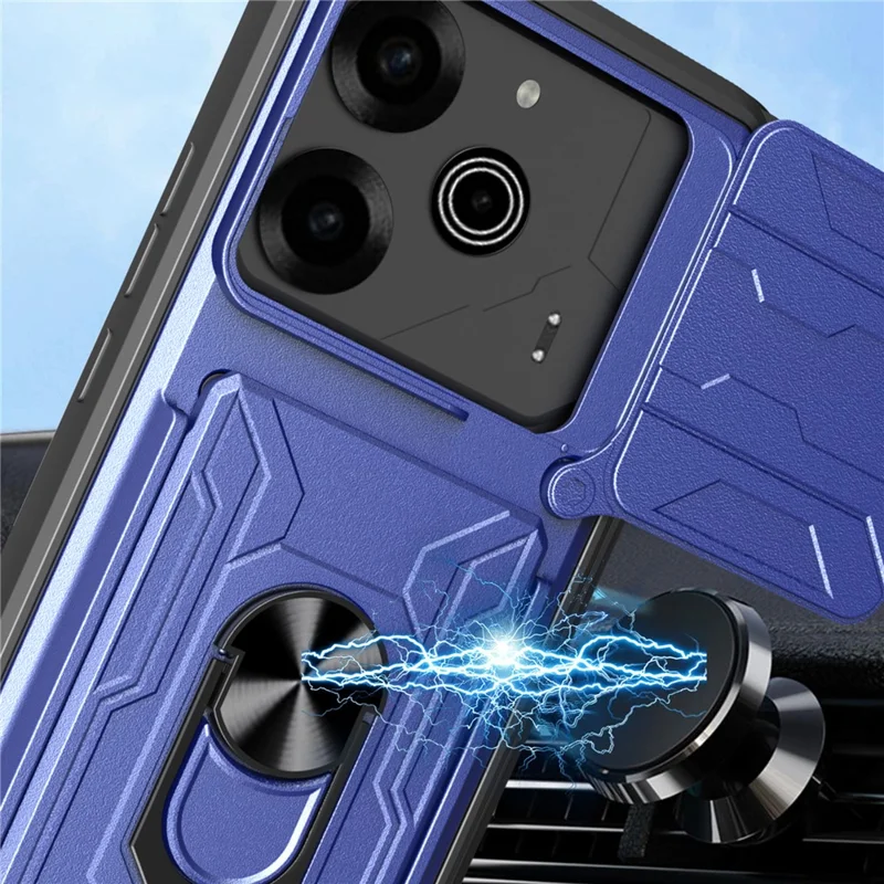Bulk Purchasing For TECNO Pova 6 Pro 5G  /  Pova 6 4G Case PC + TPU Kickstand Phone Back Cover with Camera Slider - Titanium Grey