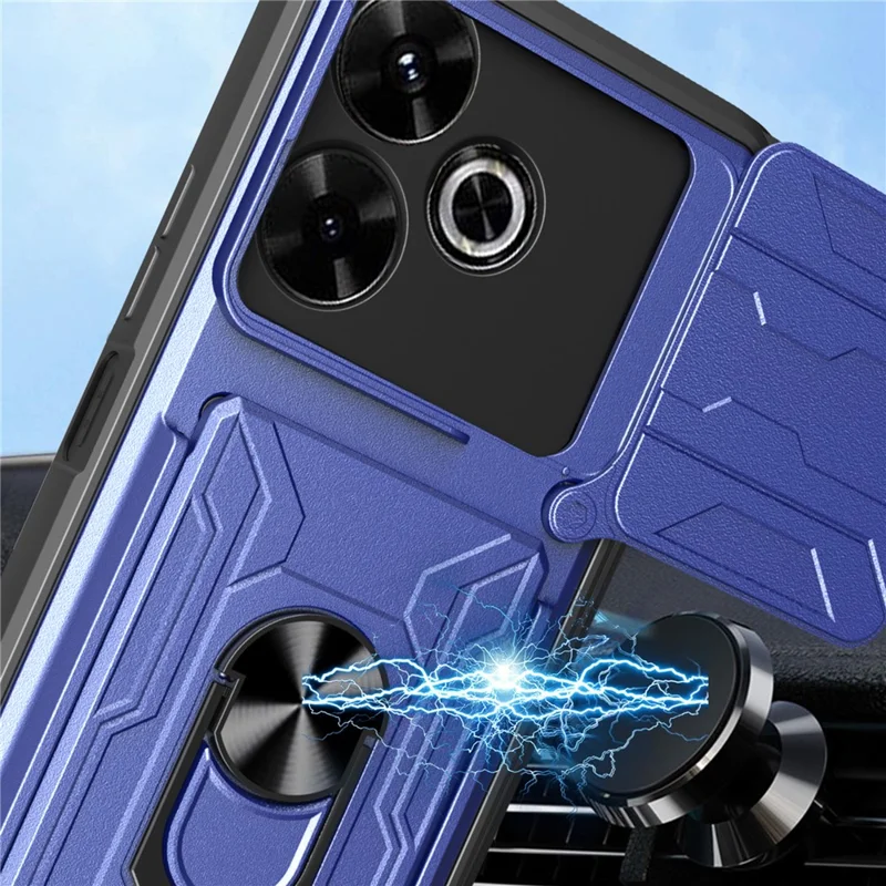 Bulk Purchasing For Xiaomi Redmi 13 4G Case PC + TPU Kickstand Phone Back Cover with Camera Slider - White