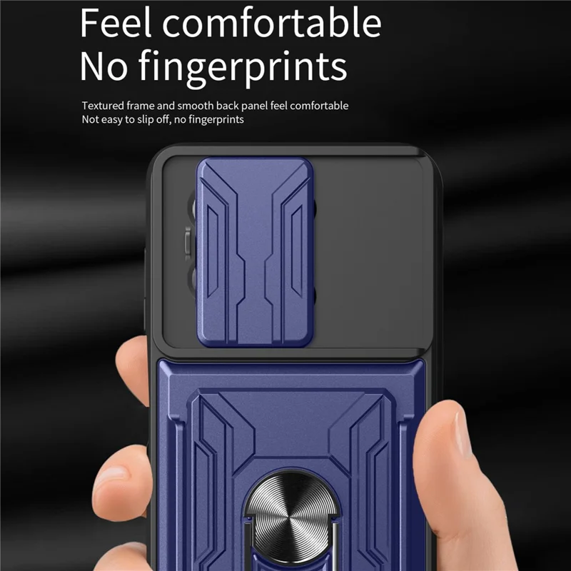 Bulk Purchasing For Xiaomi Redmi K70E 5G  /  Poco X6 Pro 5G Case PC + TPU Kickstand Phone Back Cover with Camera Slider - Black