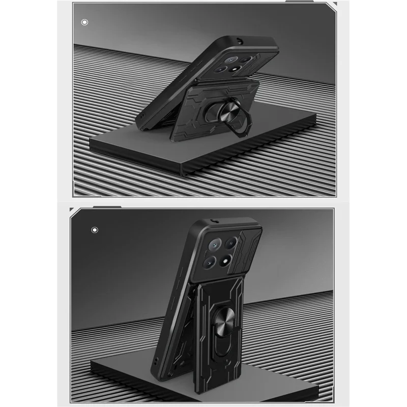 Bulk Purchasing For Xiaomi Redmi K70E 5G  /  Poco X6 Pro 5G Case PC + TPU Kickstand Phone Back Cover with Camera Slider - White