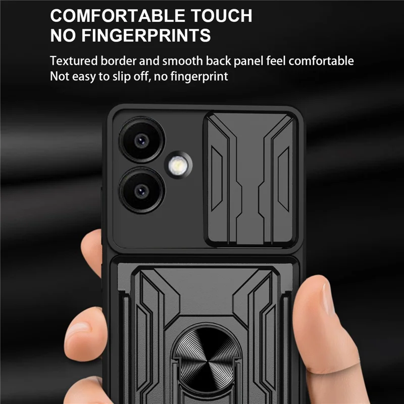Bulk Purchasing For Samsung Galaxy A06 4G Case PC + TPU Kickstand Phone Back Cover with Camera Slider - Black