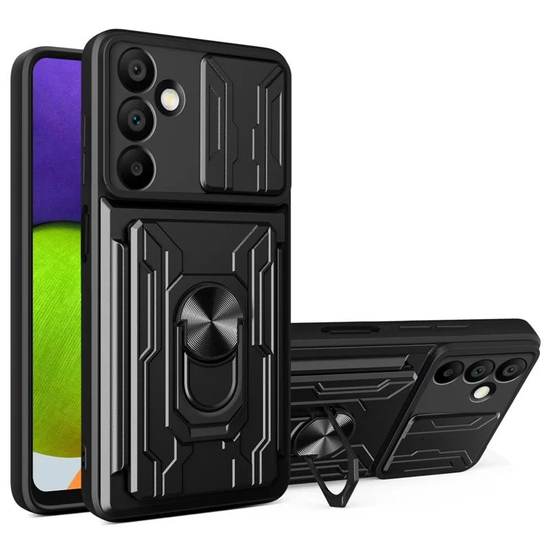 Acquisto all'ingrosso per Samsung Galaxy A16 5G / 4G Cover per telefono PC + TPU con supporto e scorrevole fotocamera - Nero