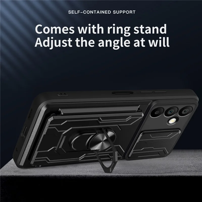 Acquisto all'ingrosso per Samsung Galaxy A16 5G / 4G Cover per telefono PC + TPU con supporto e scorrevole fotocamera - Nero