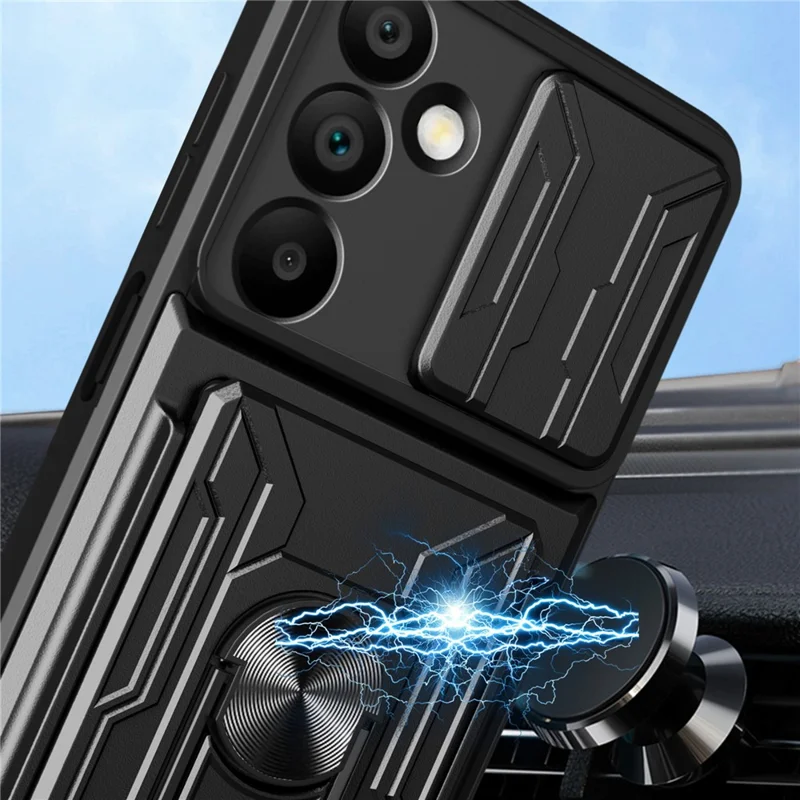 Acquisto all'ingrosso per Samsung Galaxy A16 5G / 4G Cover per telefono PC + TPU con supporto e scorrevole fotocamera - Nero