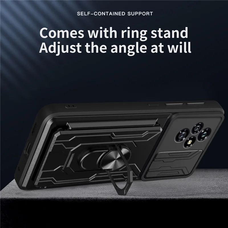 Bulk Purchasing For Honor 200 5G Case PC + TPU Kickstand Phone Back Cover with Camera Slider - Titanium Grey