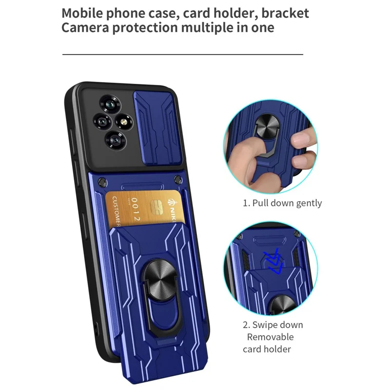 Bulk Purchasing For Honor 200 5G Case PC + TPU Kickstand Phone Back Cover with Camera Slider - Titanium Grey