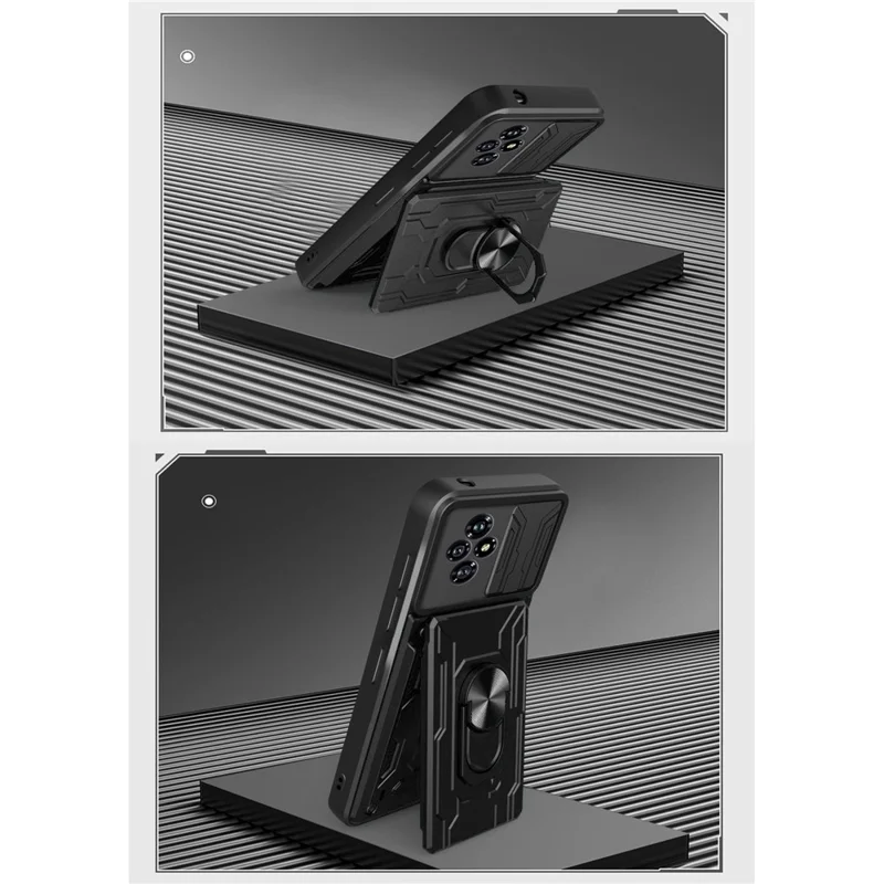 Bulk Purchasing For Honor 200 5G Case PC + TPU Kickstand Phone Back Cover with Camera Slider - Titanium Grey