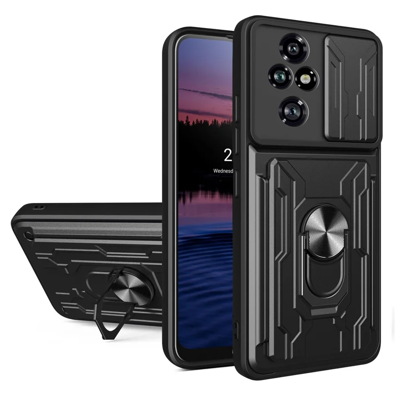 Achat en gros pour étui Honor 200 Pro 5G PC + TPU avec support et protection de caméra coulissante - Noir