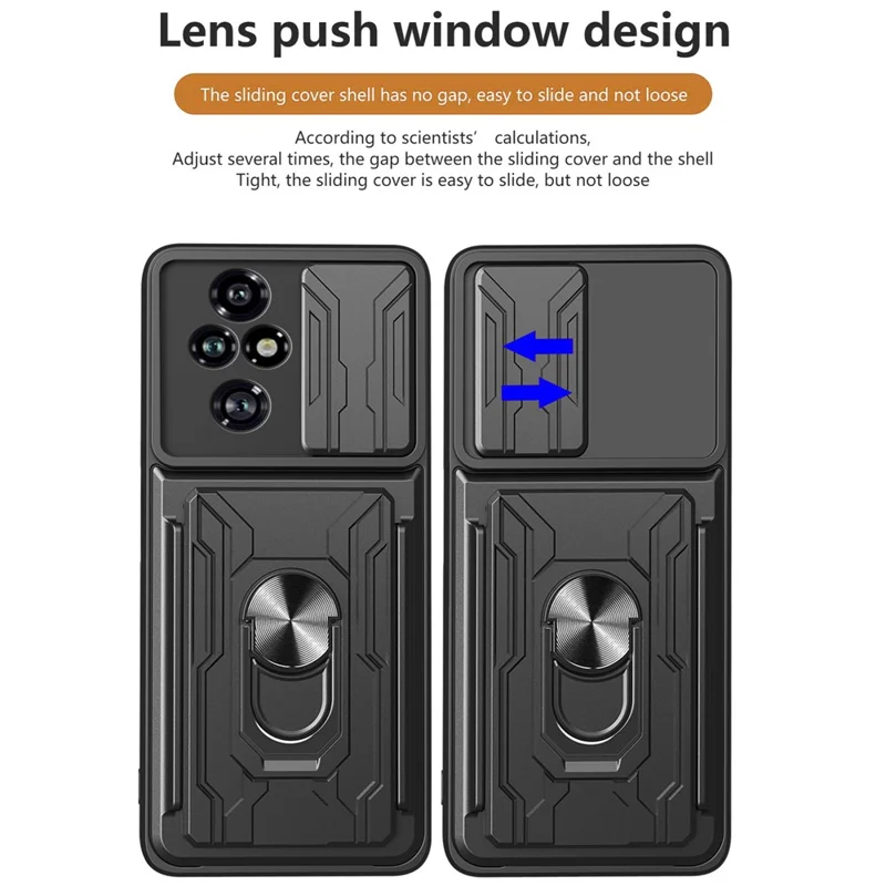 Achat en gros pour étui Honor 200 Pro 5G PC + TPU avec support et protection de caméra coulissante - Noir