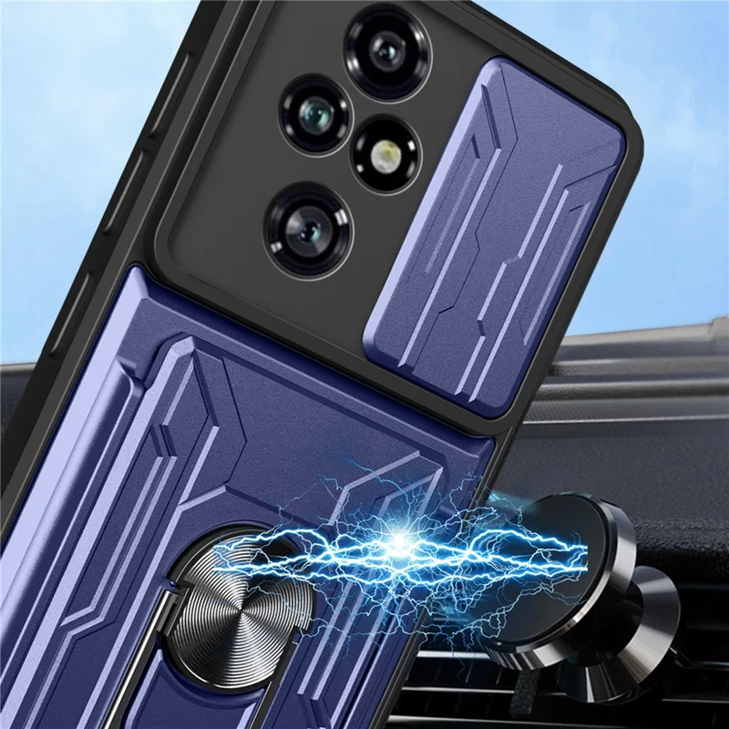 Achat en gros pour étui Honor 200 Pro 5G PC + TPU avec support et protection de caméra coulissante - Noir