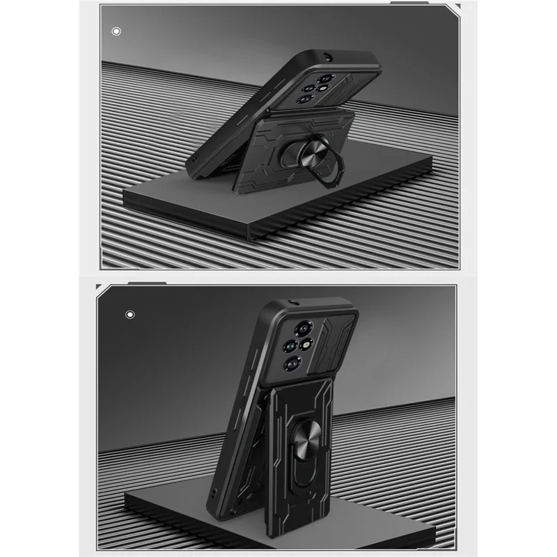 Achat en gros pour étui Honor 200 Pro 5G PC + TPU avec support et protection de caméra coulissante - Noir