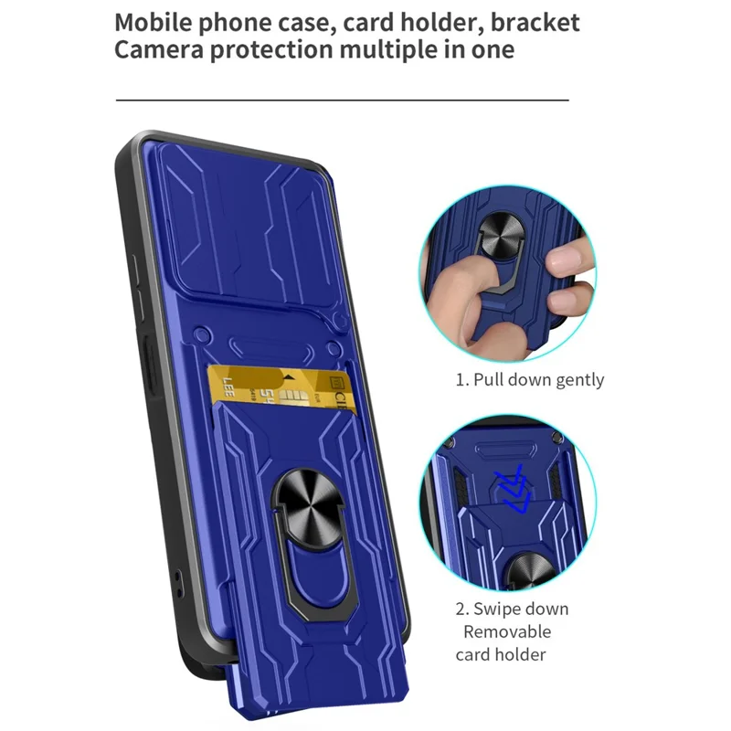 Bulk Purchasing For Realme C63 4G  /  C61 4G Case PC + TPU Kickstand Phone Back Cover with Camera Slider - Black
