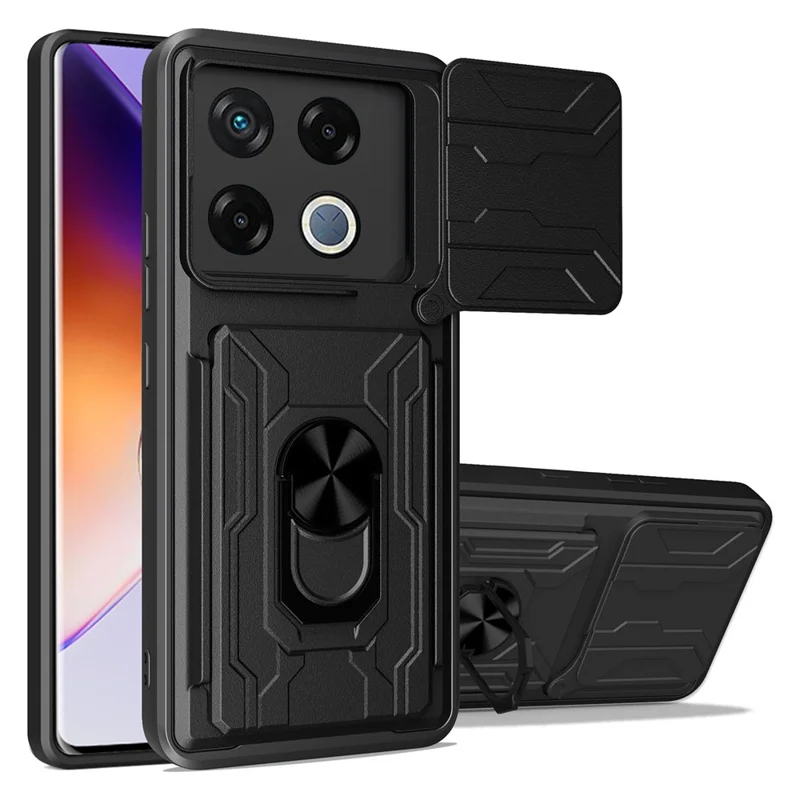 Acquisto all'ingrosso per Infinix GT 20 Pro 5G Custodia PC + TPU Supporto Telefono Retro Copertina con Cursore Fotocamera - Nero