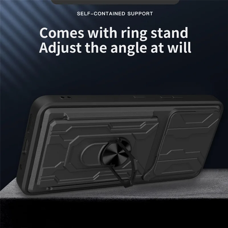 Acquisto all'ingrosso per Infinix GT 20 Pro 5G Custodia PC + TPU Supporto Telefono Retro Copertina con Cursore Fotocamera - Nero