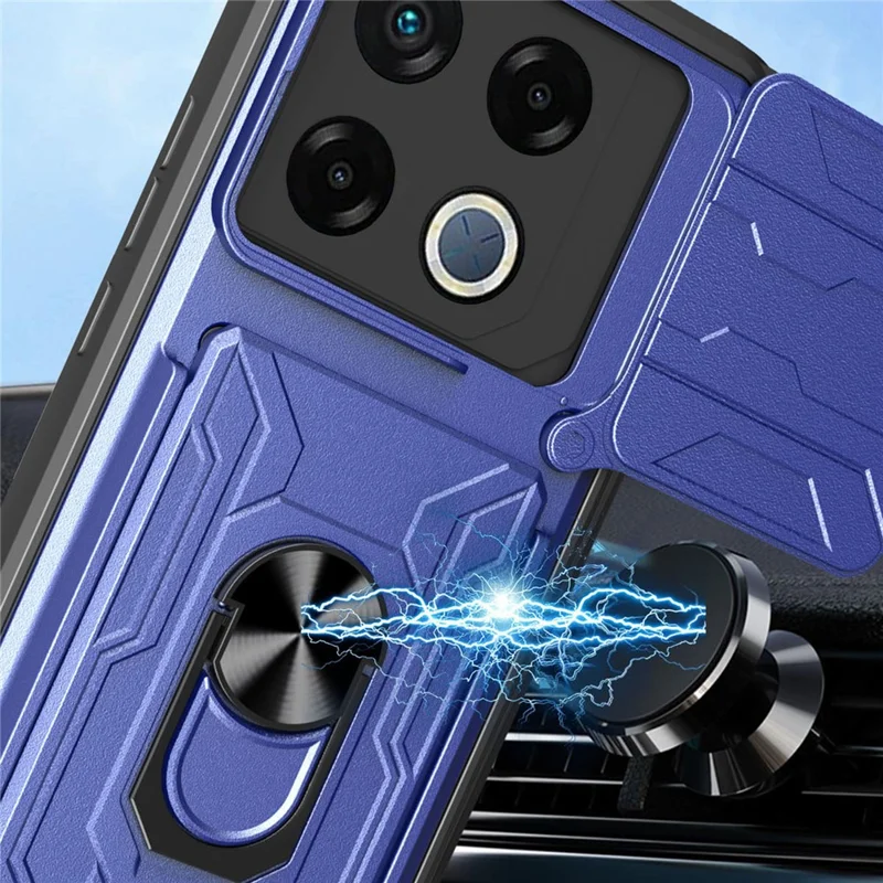 Acquisto all'ingrosso per Infinix GT 20 Pro 5G Custodia PC + TPU Supporto Telefono Retro Copertina con Cursore Fotocamera - Nero
