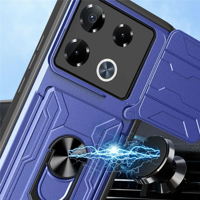 Achat en gros Coque de téléphone pour Infinix Note 40 Pro 5G / 4G / Note 40 Pro+ PC + TPU avec support et coulisseau de caméra - Noir